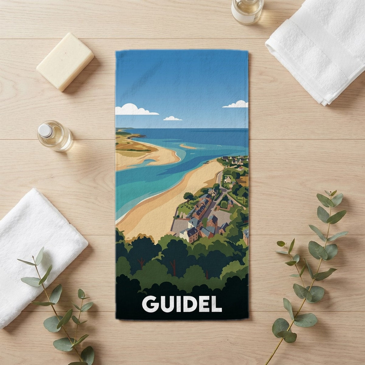 Serviette de bain 30 cm x 60 cm souvenir de Guidel
