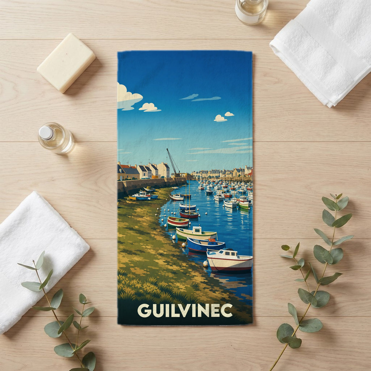 Serviette de bain 30 cm x 60 cm souvenir de Guilvinec