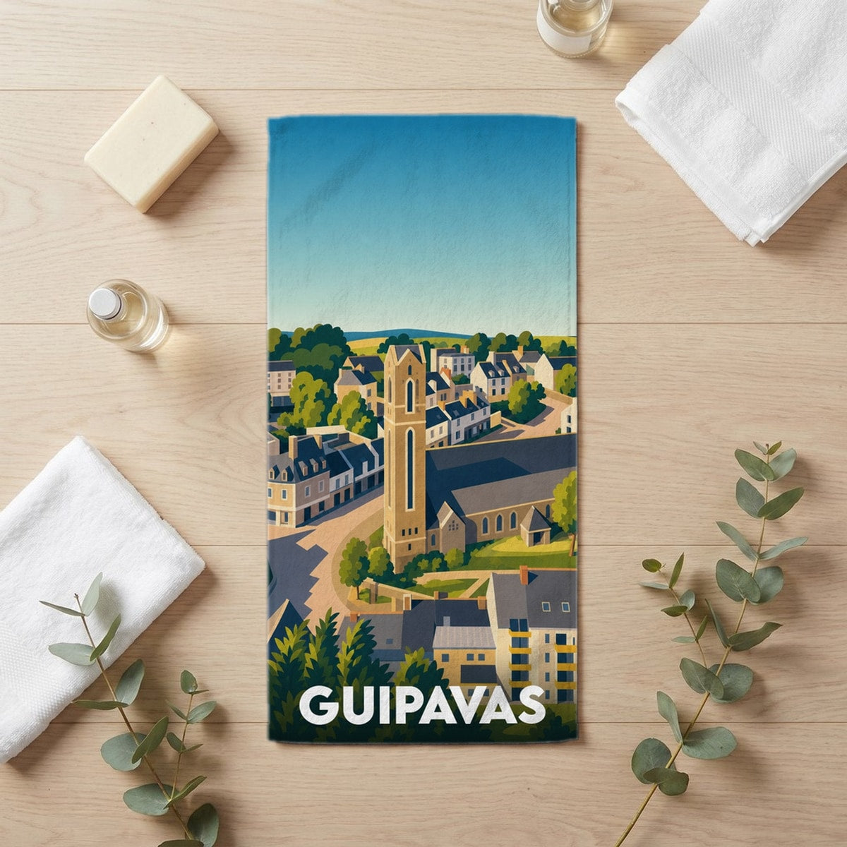 Serviette de bain 30 cm x 60 cm souvenir de Guipavas
