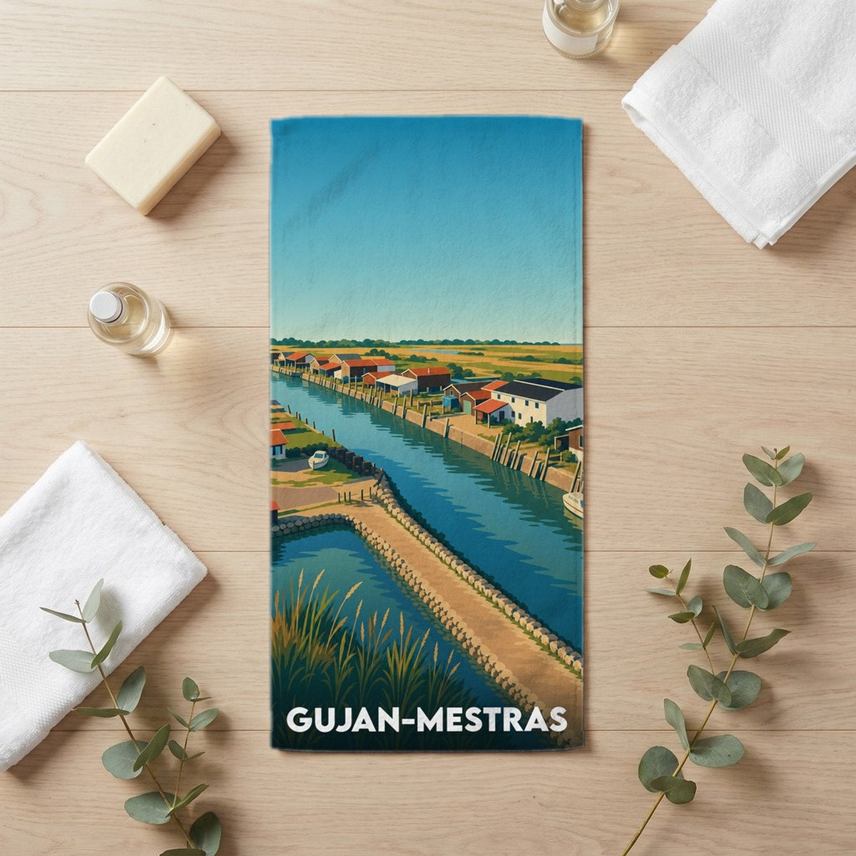 Serviette de bain 30 cm x 60 cm souvenir de Gujan-Mestras