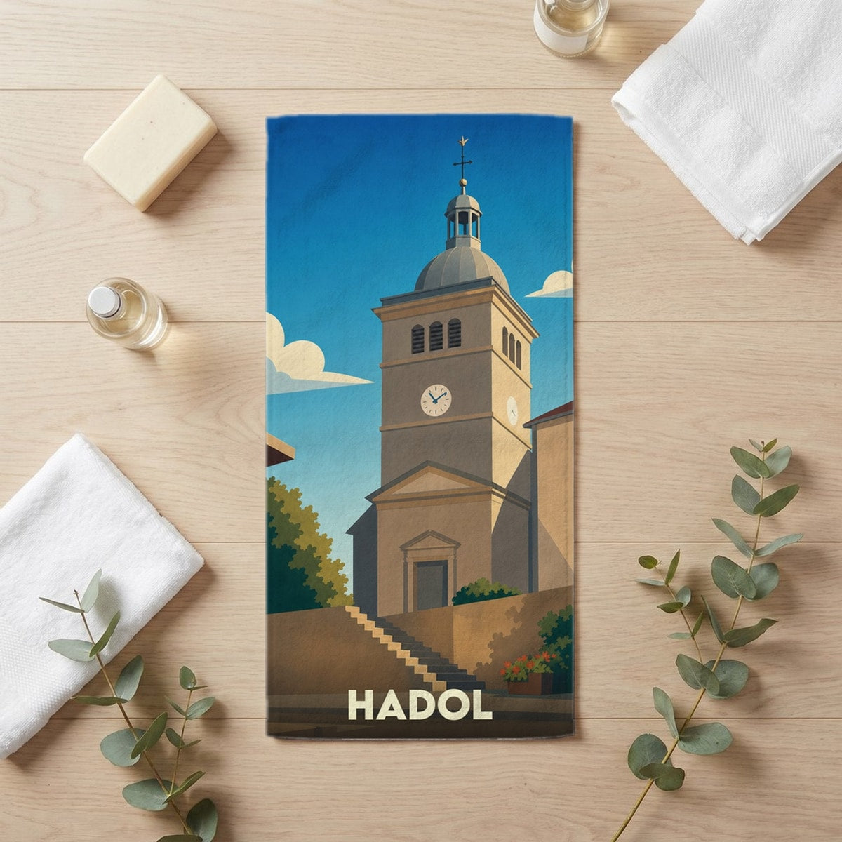 Serviette de bain 30 cm x 60 cm souvenir de Hadol