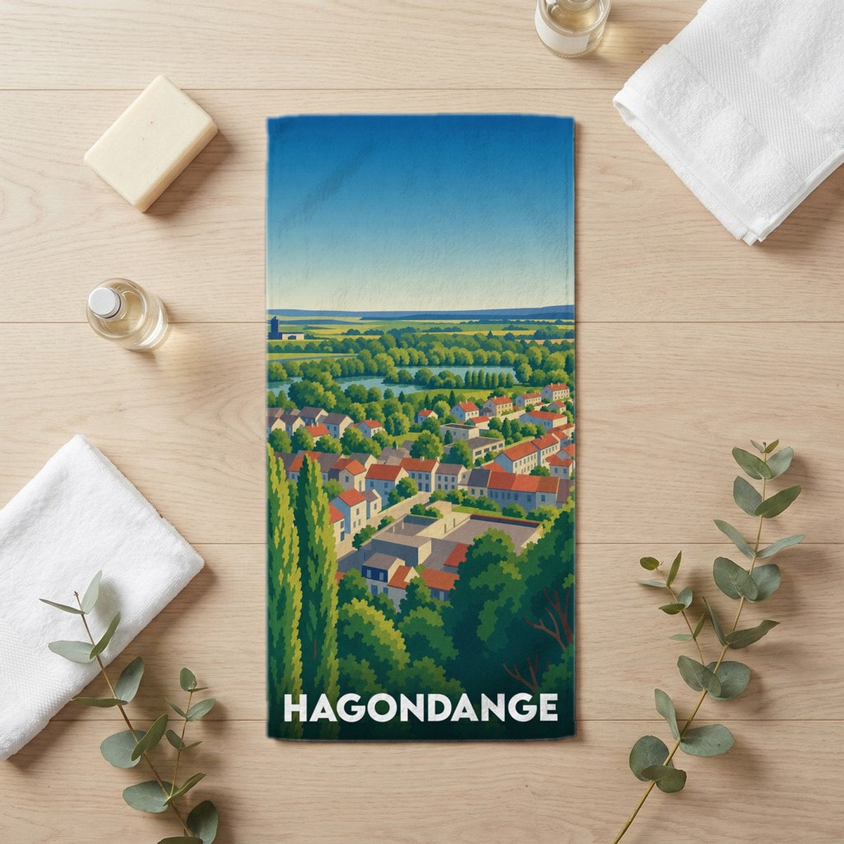 Serviette de bain 30 cm x 60 cm souvenir de Hagondange