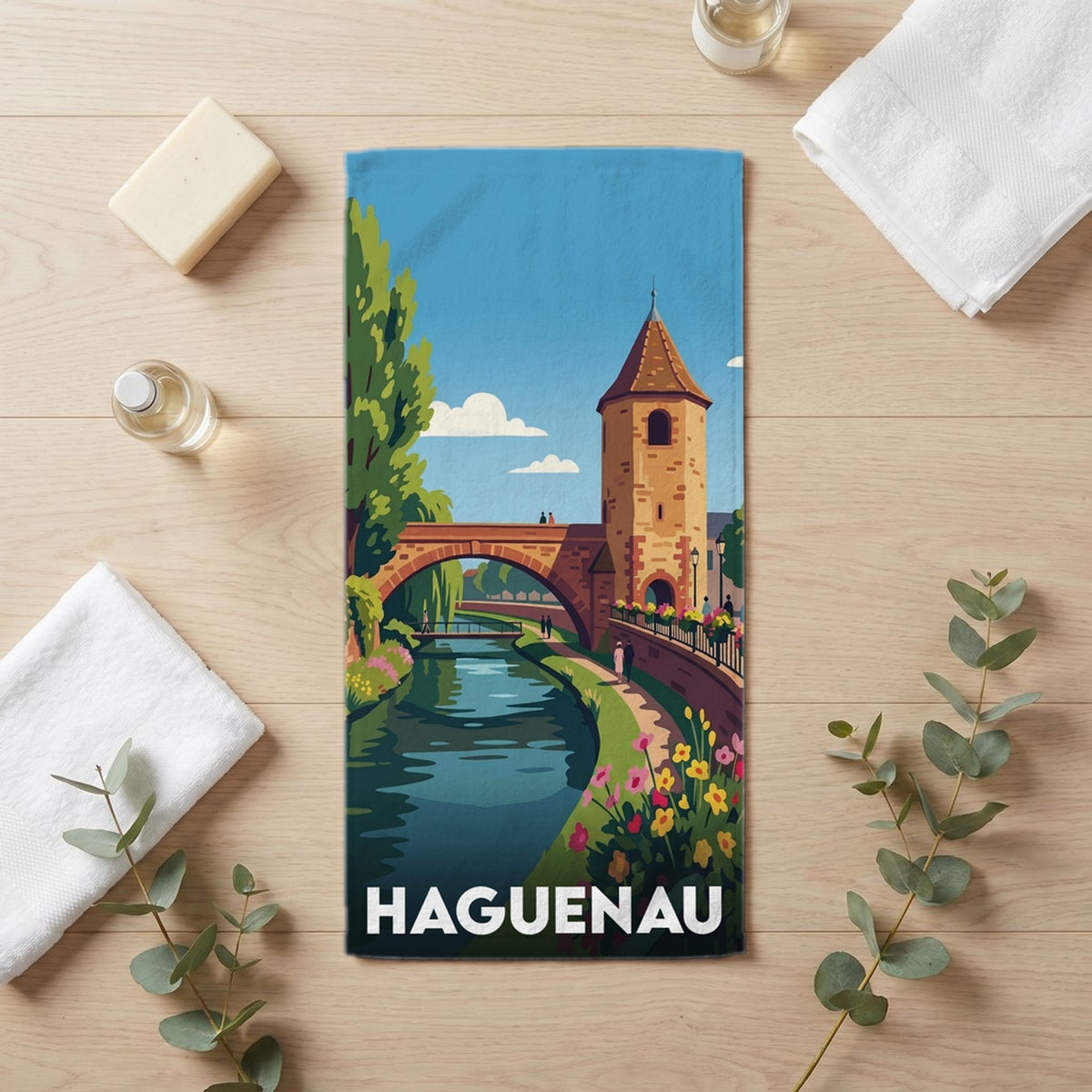 Serviette de bain 30 cm x 60 cm souvenir de Haguenau