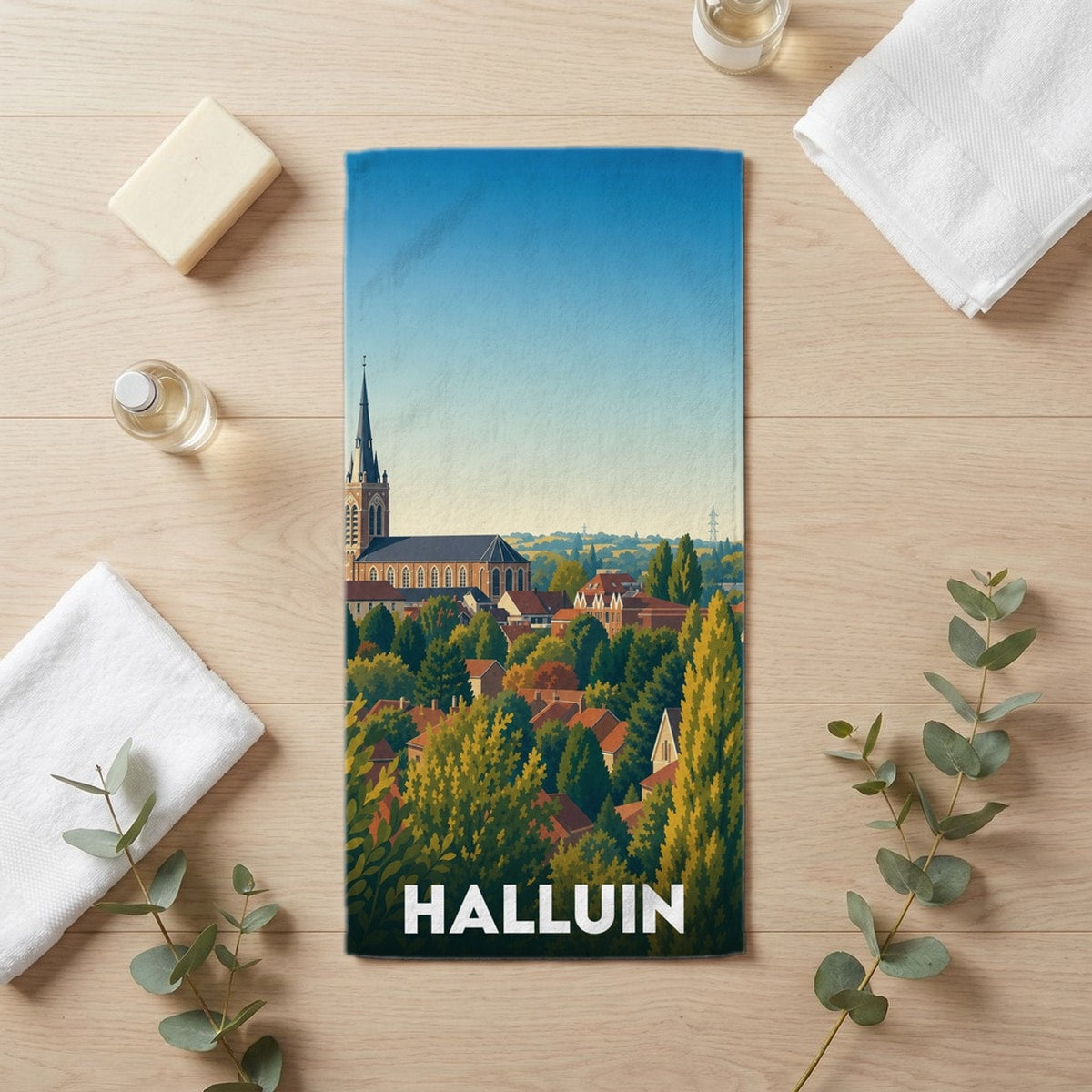Serviette de bain 30 cm x 60 cm souvenir de Halluin