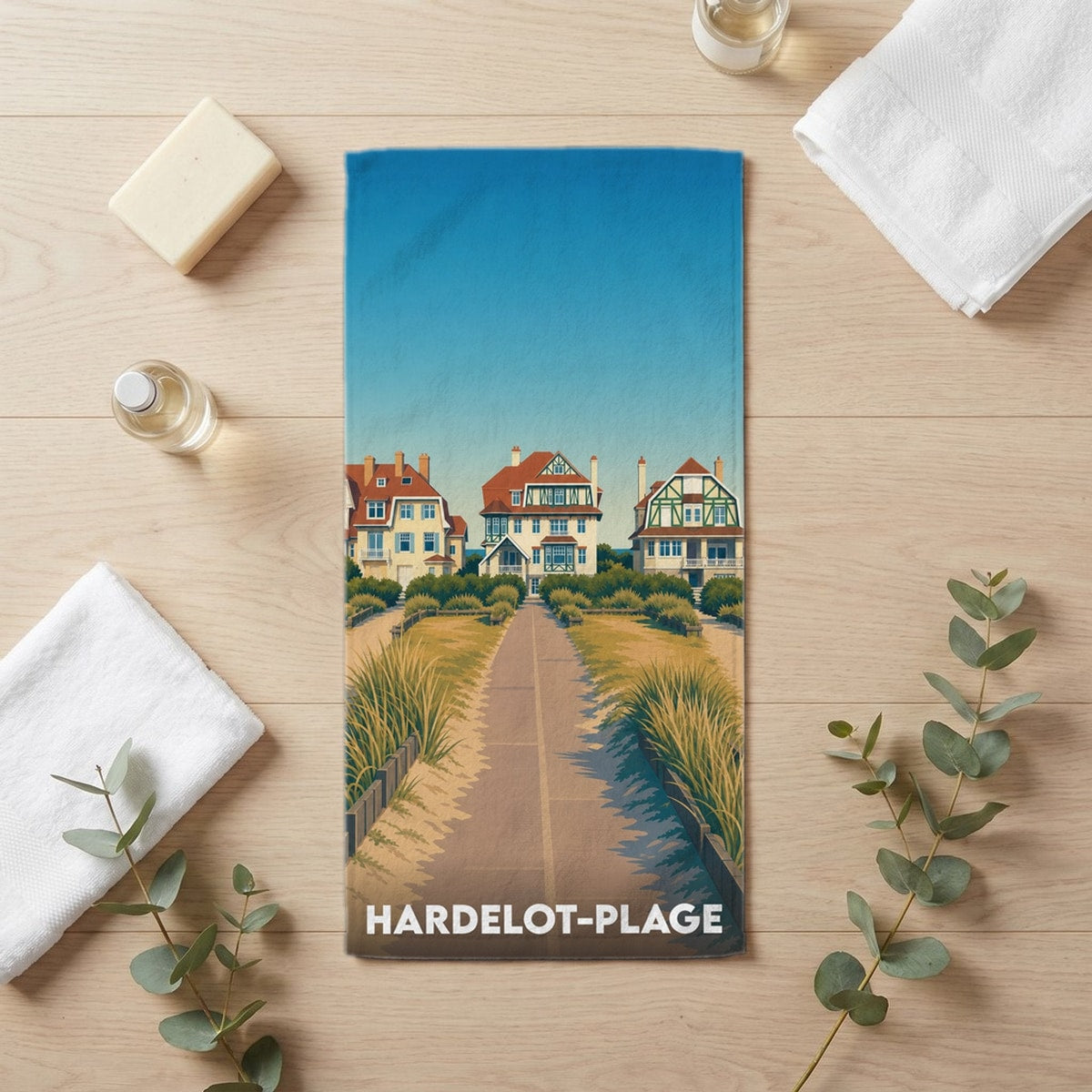 Serviette de bain 30 cm x 60 cm souvenir de Hardelot-Plage