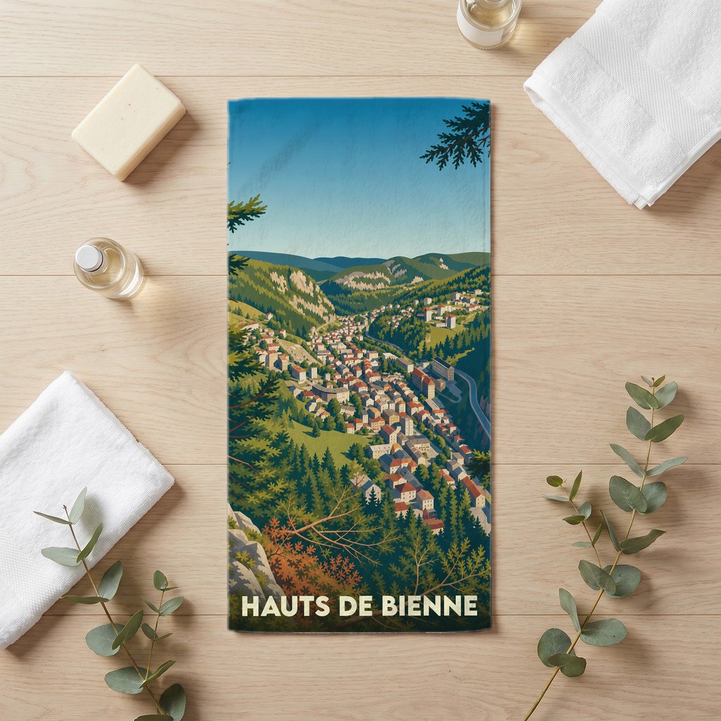 Serviette de bain 30 cm x 60 cm souvenir de Hauts de Bienne