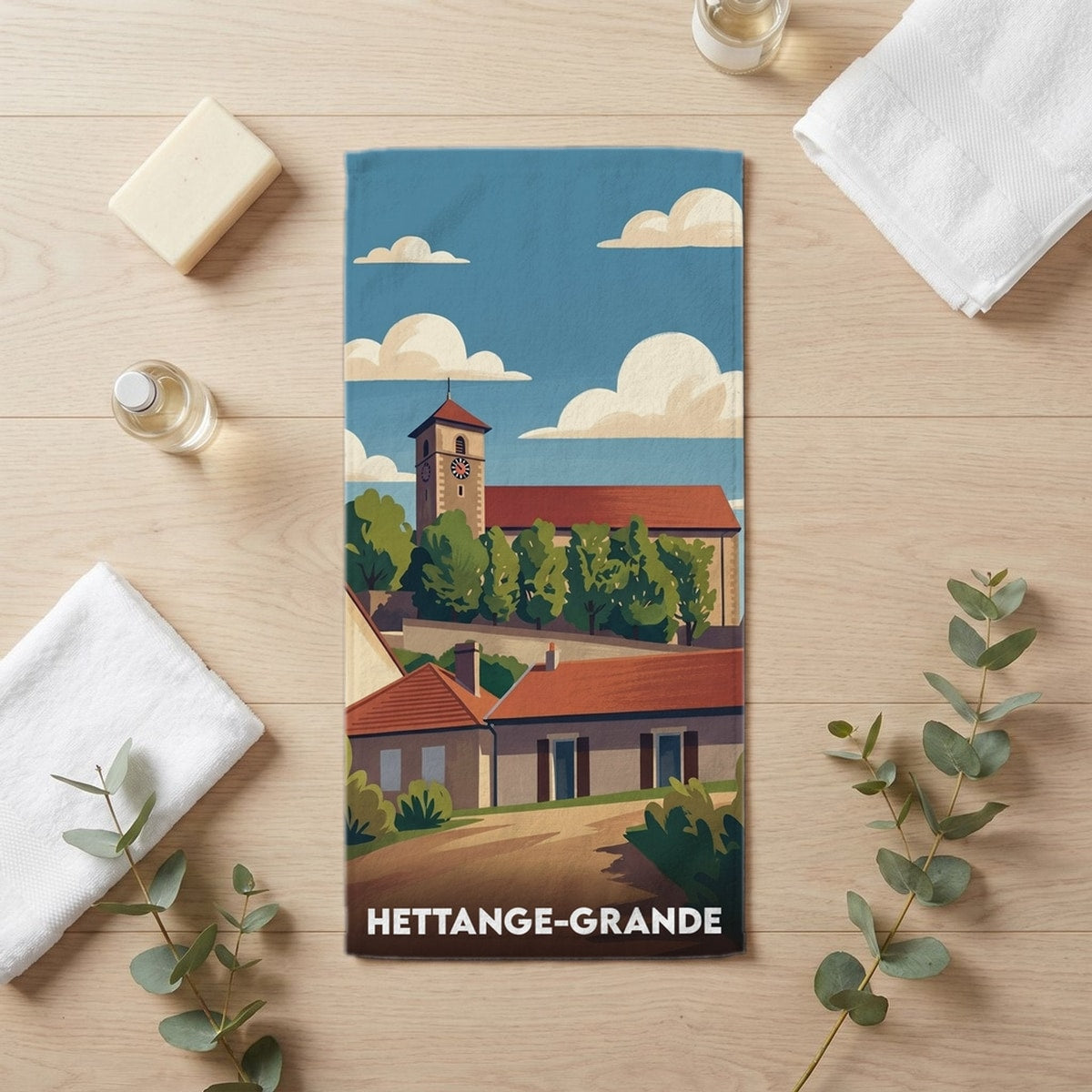 Serviette de bain 30 cm x 60 cm souvenir de Hettange-Grande