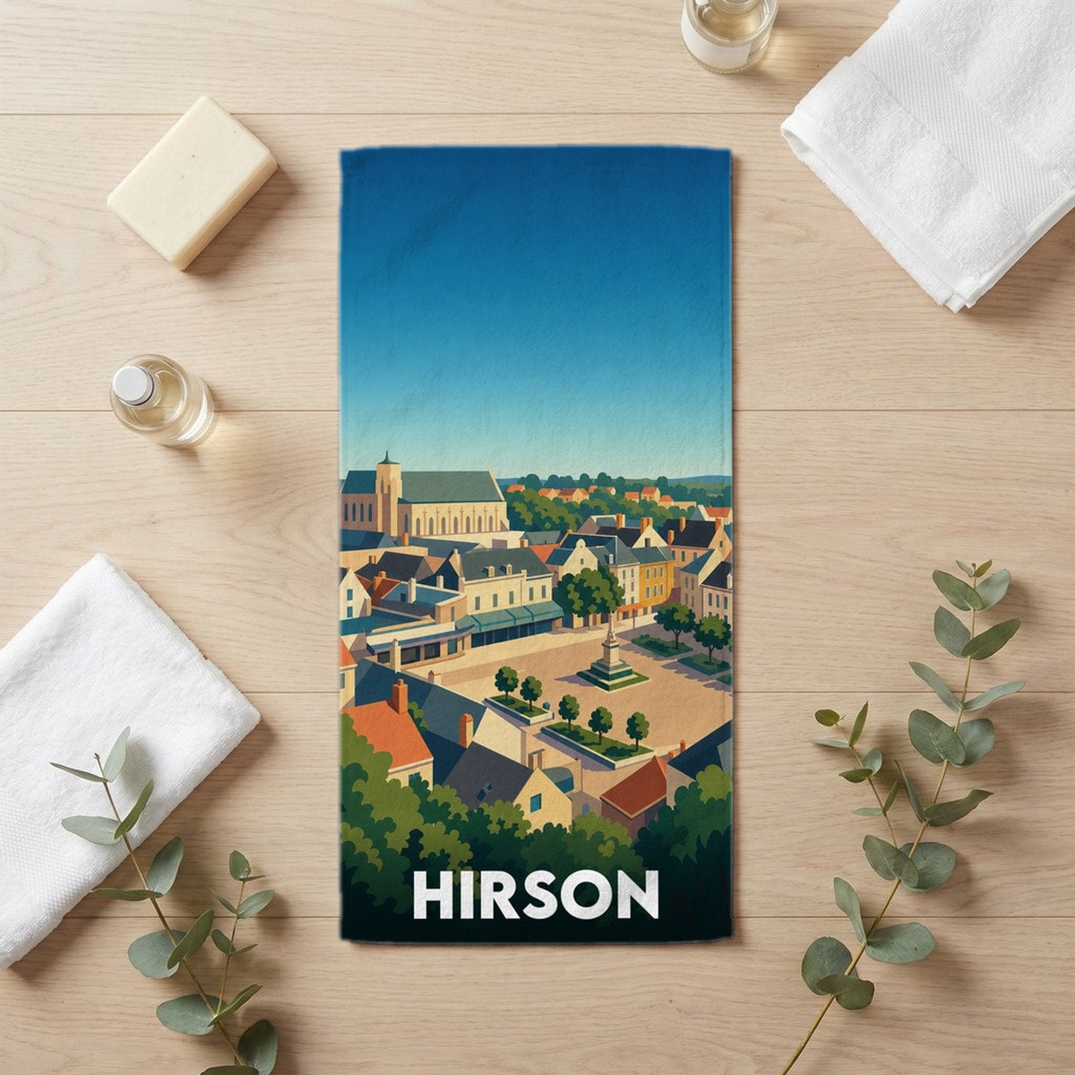 Serviette de bain 30 cm x 60 cm souvenir de Hirson