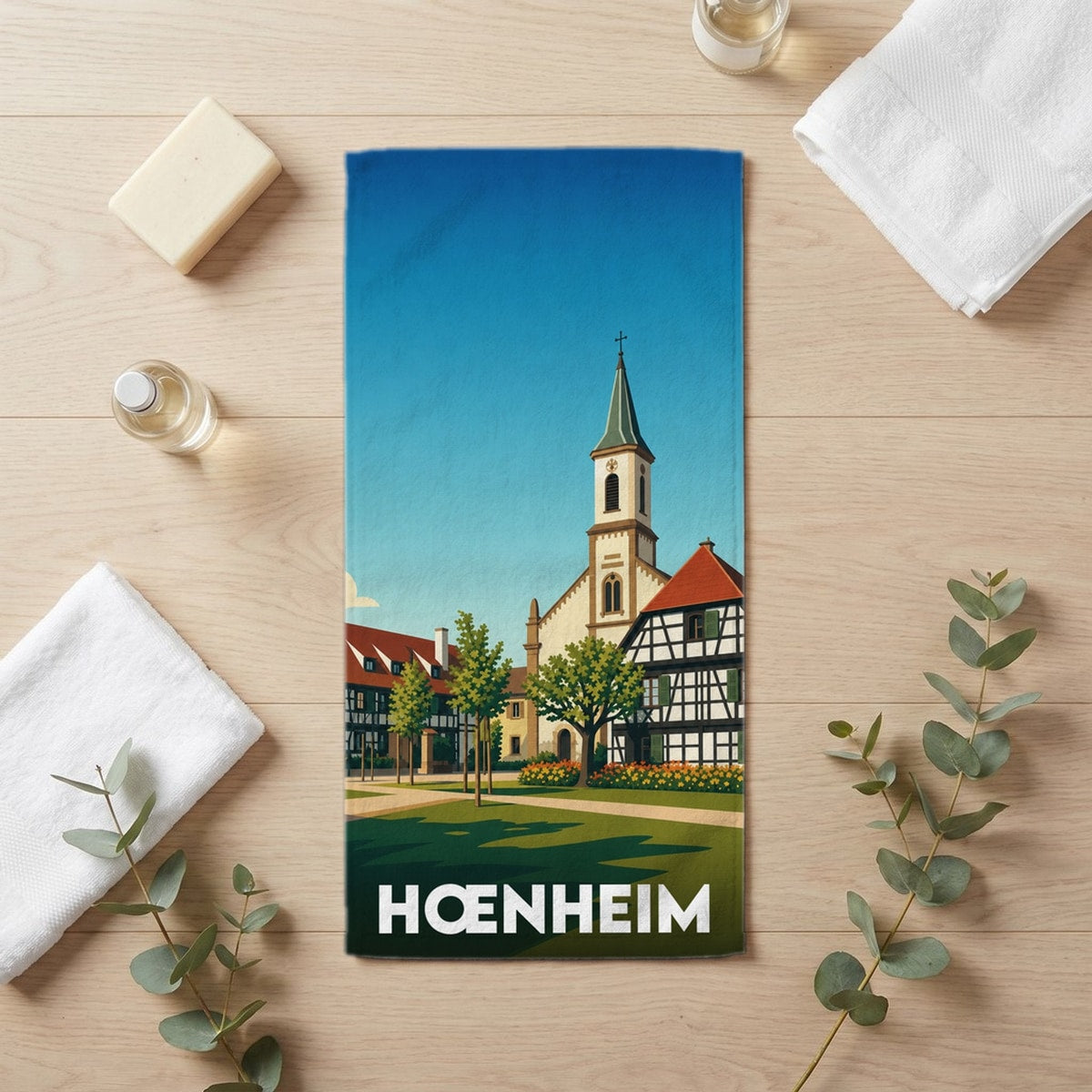 Serviette de bain 30 cm x 60 cm souvenir de Hœnheim