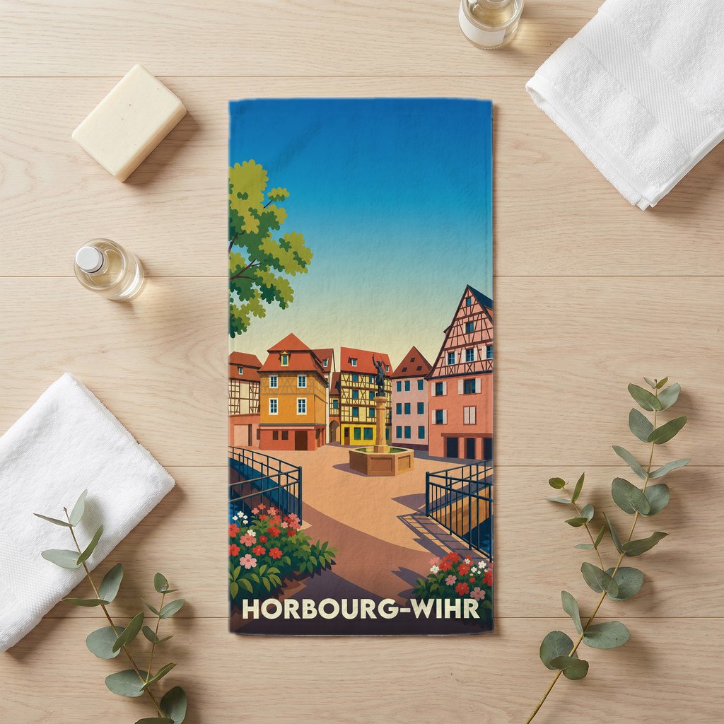 Serviette de bain 30 cm x 60 cm souvenir de Horbourg-Wihr
