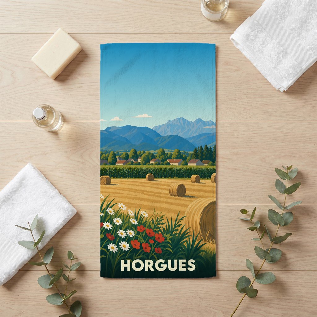 Serviette de bain 30 cm x 60 cm souvenir de Horgues