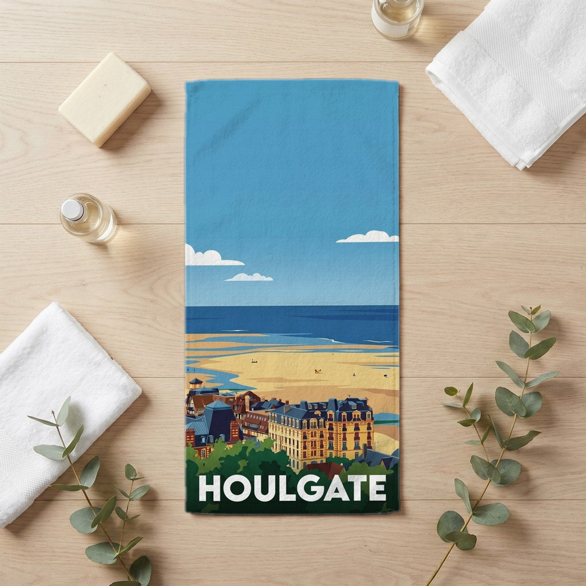 Serviette de bain 30 cm x 60 cm souvenir de Houlgate