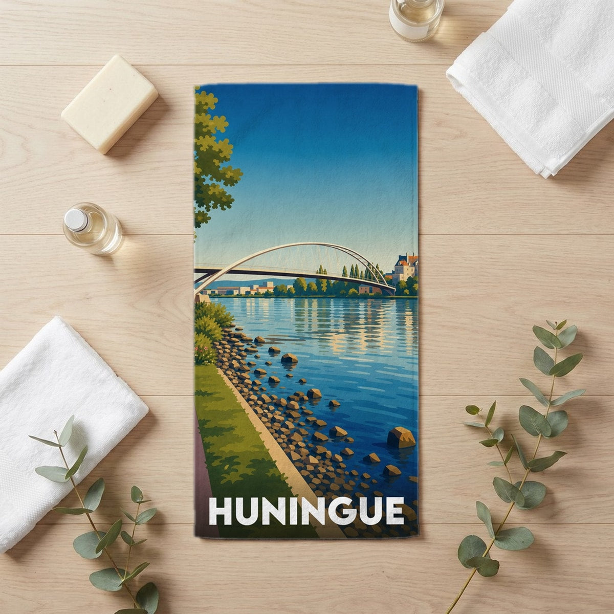 Serviette de bain 30 cm x 60 cm souvenir de Huningue