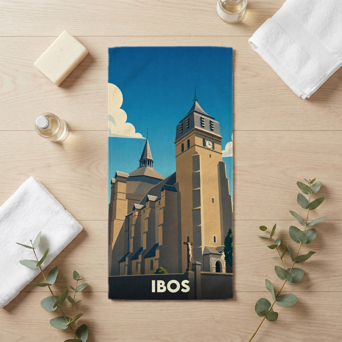 Serviette de bain 30 cm x 60 cm souvenir de Ibos