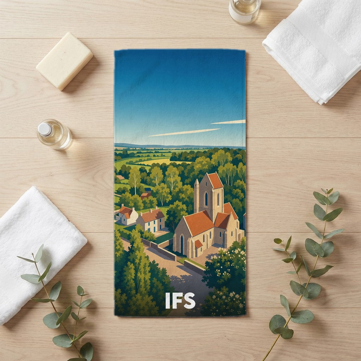 Serviette de bain 30 cm x 60 cm souvenir de Ifs