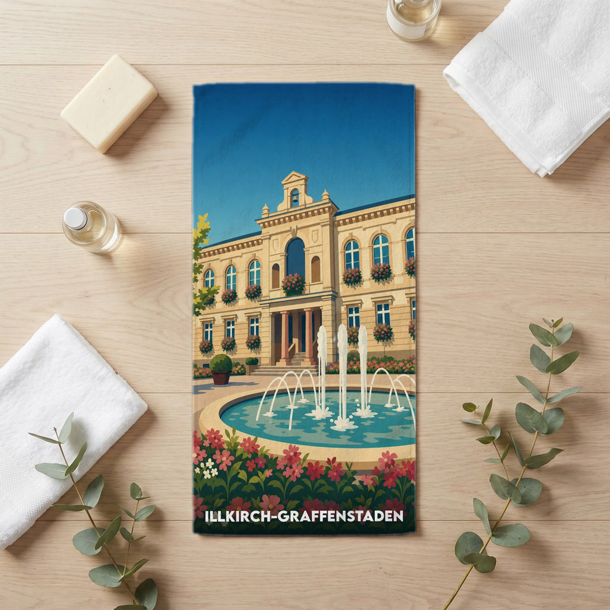 Serviette de bain 30 cm x 60 cm souvenir de Illkirch-Graffenstaden