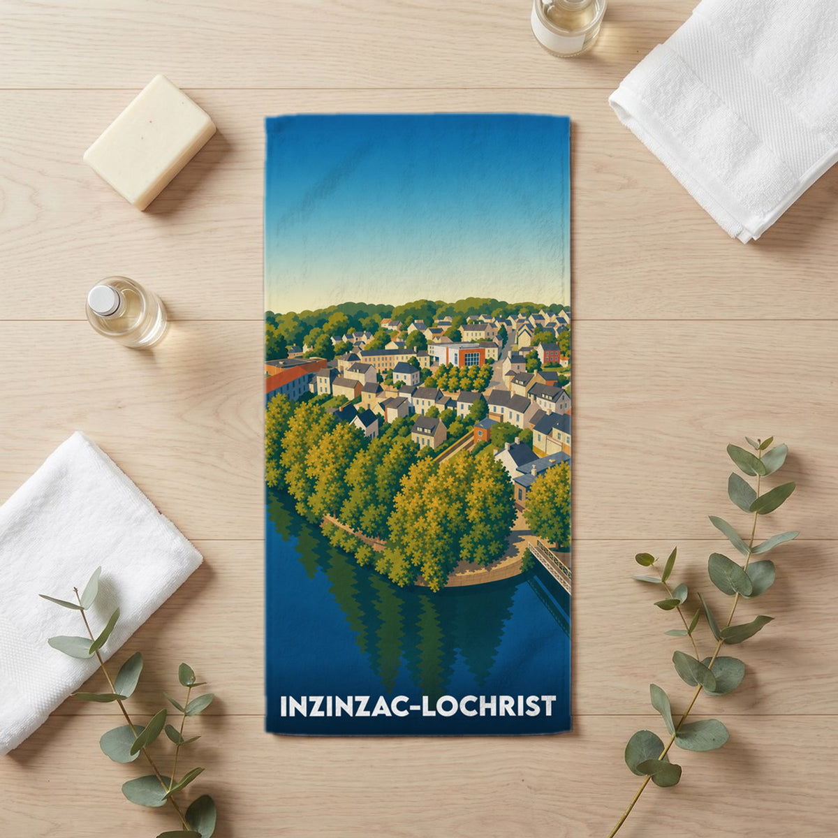 Serviette de bain 30 cm x 60 cm souvenir de Inzinzac-Lochrist