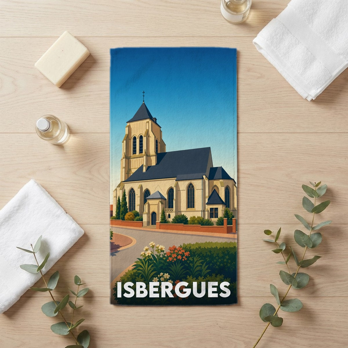 Serviette de bain 30 cm x 60 cm souvenir de Isbergues