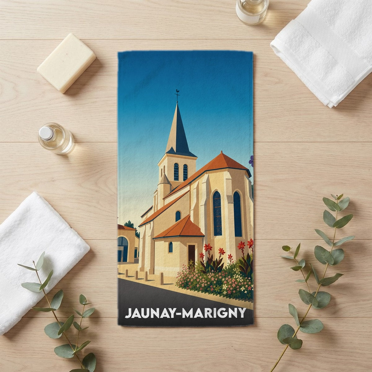 Serviette de bain 30 cm x 60 cm souvenir de Jaunay-Marigny