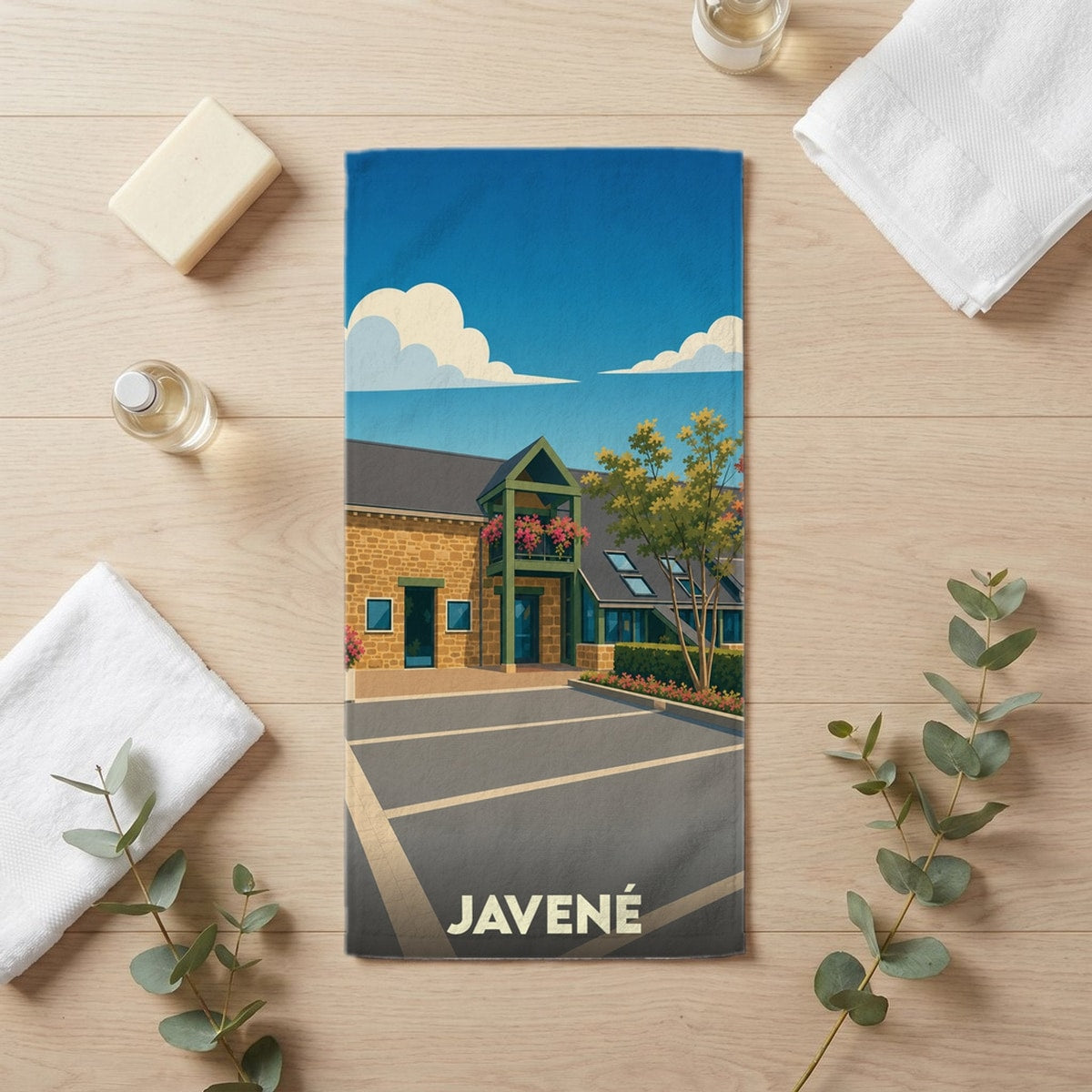Serviette de bain 30 cm x 60 cm souvenir de Javené