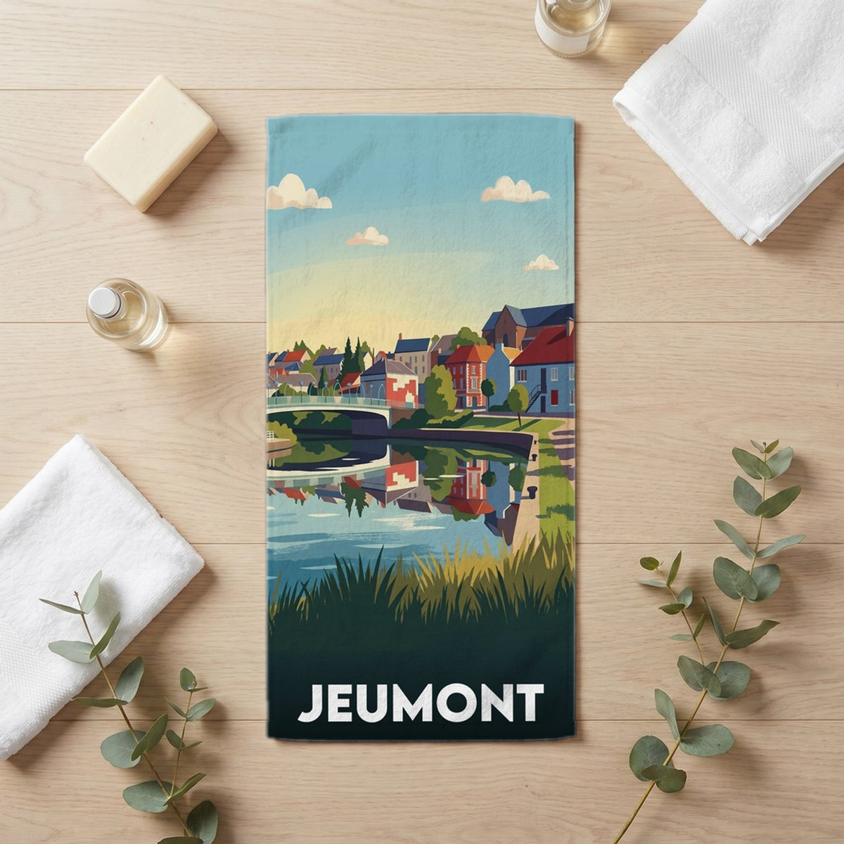 Serviette de bain 30 cm x 60 cm souvenir de Jeumont