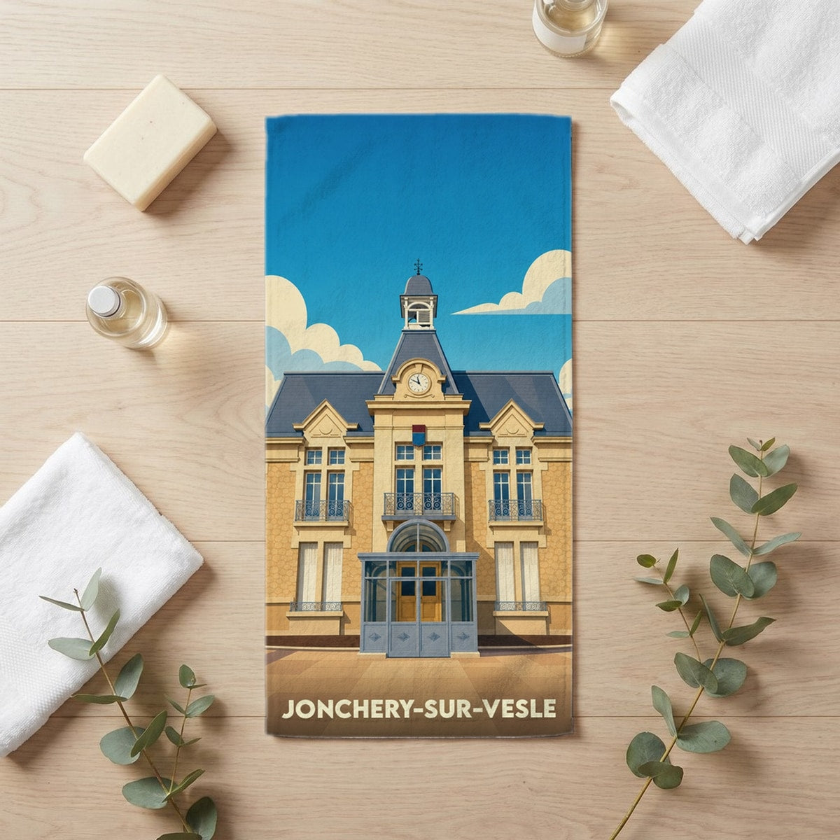 Serviette de bain 30 cm x 60 cm souvenir de Jonchery-sur-Vesle