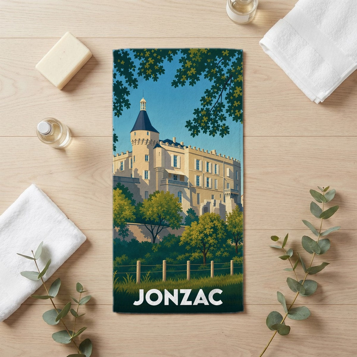 Serviette de bain 30 cm x 60 cm souvenir de Jonzac