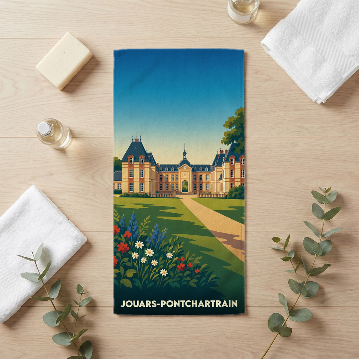 Serviette de bain 30 cm x 60 cm souvenir de Jouars-Pontchartrain