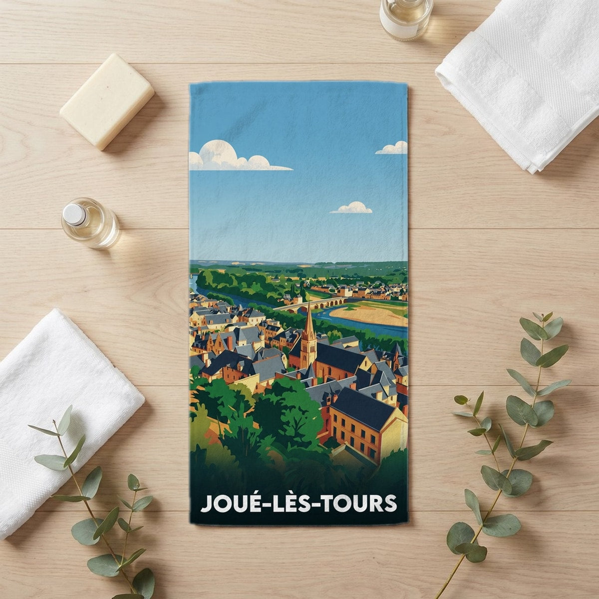 Serviette de bain 30 cm x 60 cm souvenir de Joué-lès-Tours