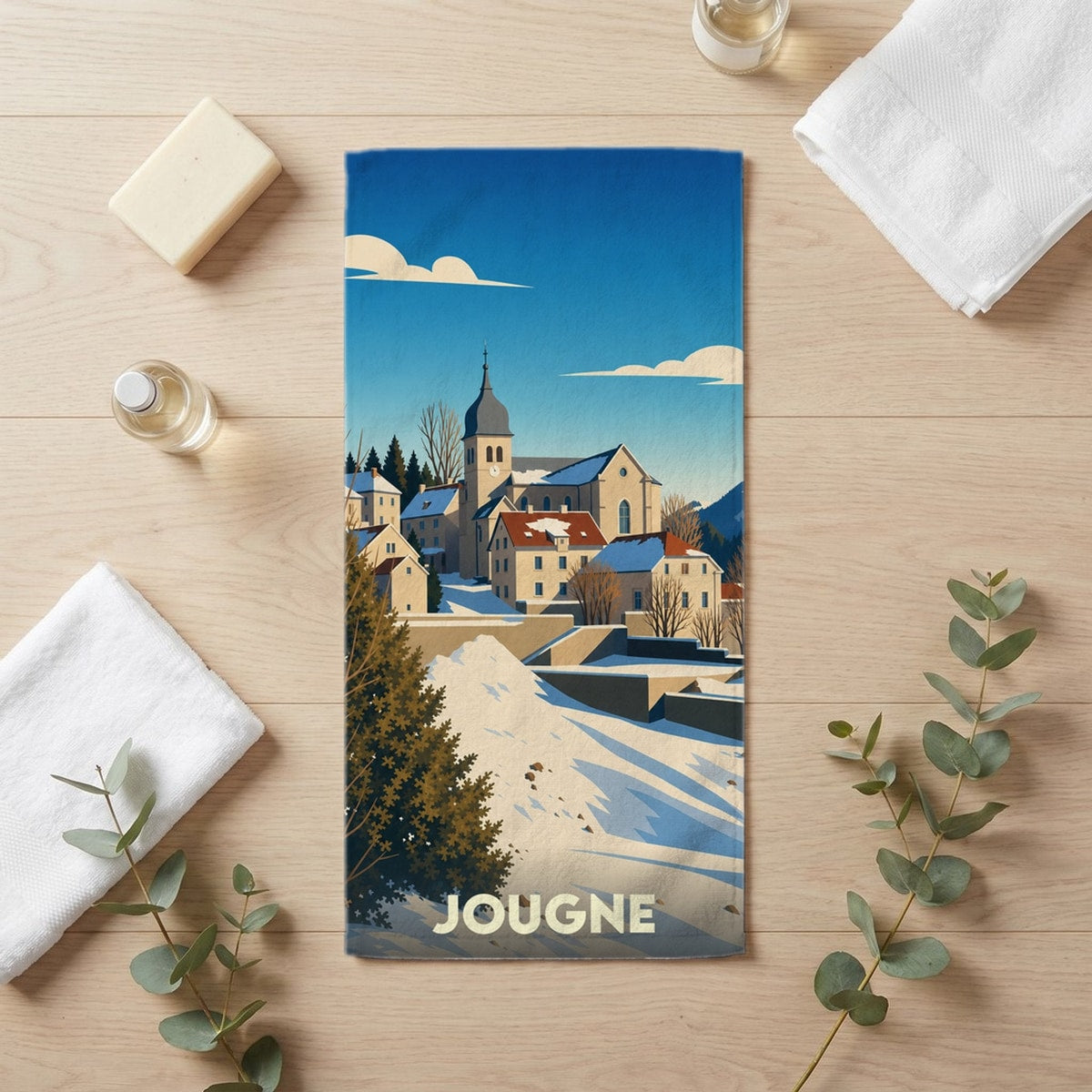 Serviette de bain 30 cm x 60 cm souvenir de Jougne