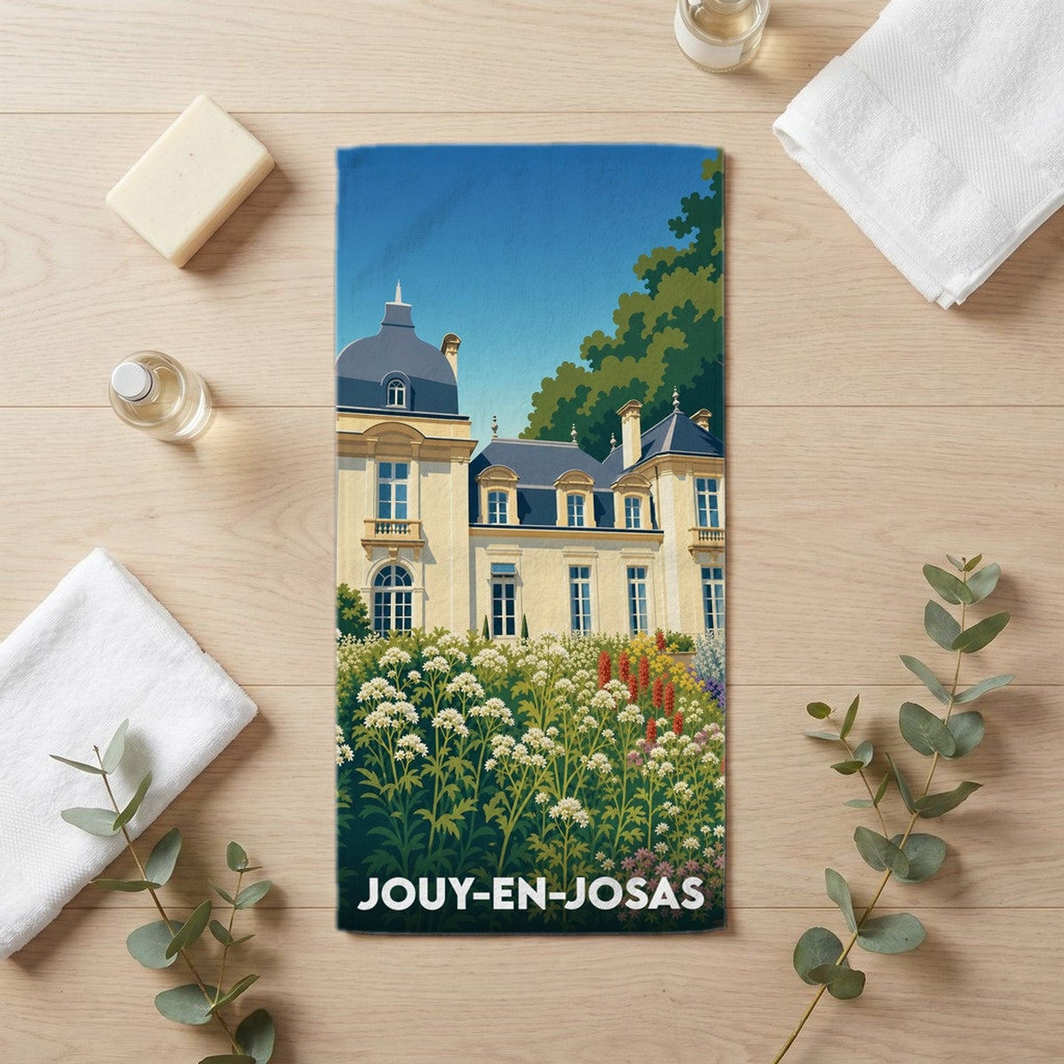 Serviette de bain 30 cm x 60 cm souvenir de Jouy-en-Josas