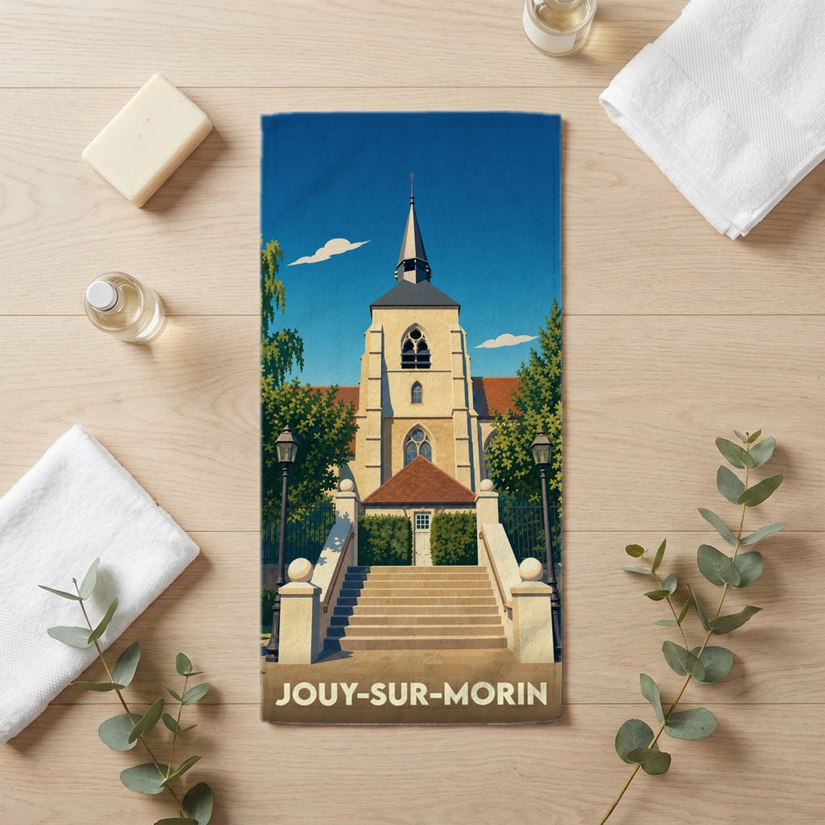 Serviette de bain 30 cm x 60 cm souvenir de Jouy-sur-Morin