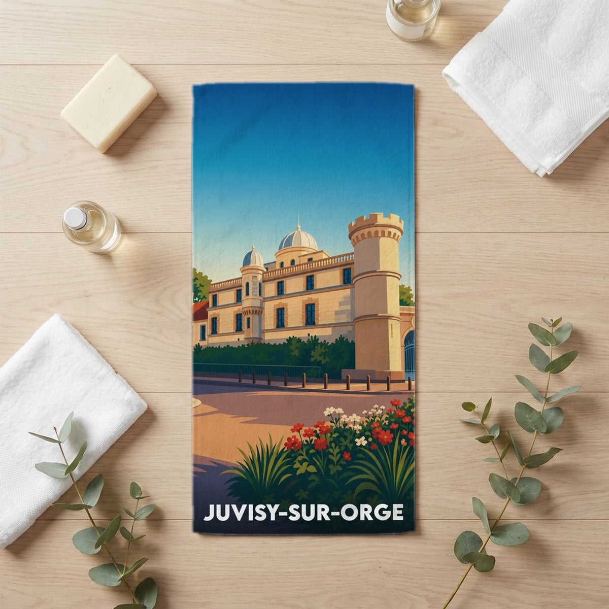 Serviette de bain 30 cm x 60 cm souvenir de Juvisy-sur-Orge