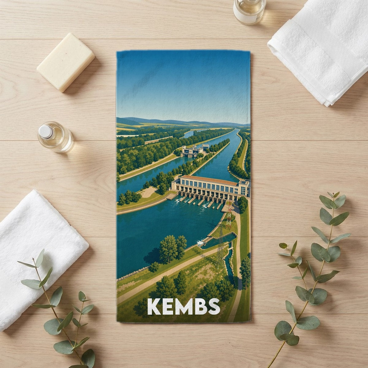 Serviette de bain 30 cm x 60 cm souvenir de Kembs