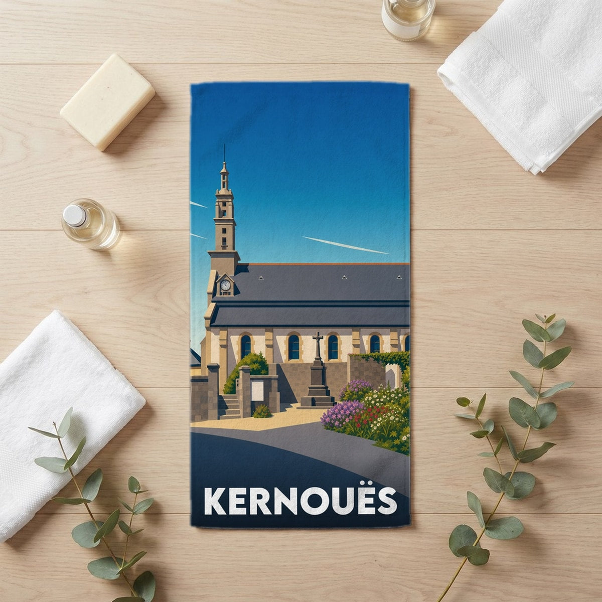 Serviette de bain 30 cm x 60 cm souvenir de Kernouës