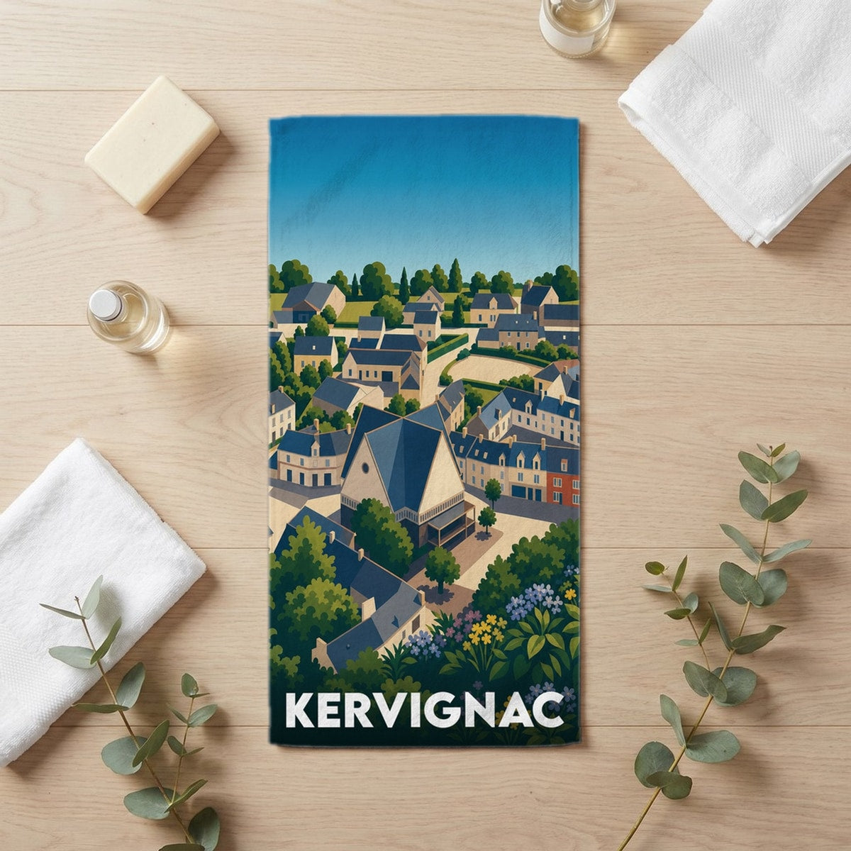 Serviette de bain 30 cm x 60 cm souvenir de Kervignac