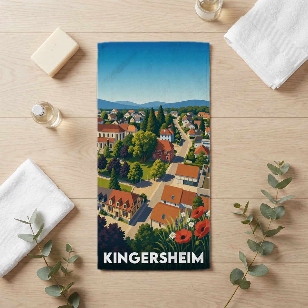 Serviette de bain 30 cm x 60 cm souvenir de Kingersheim