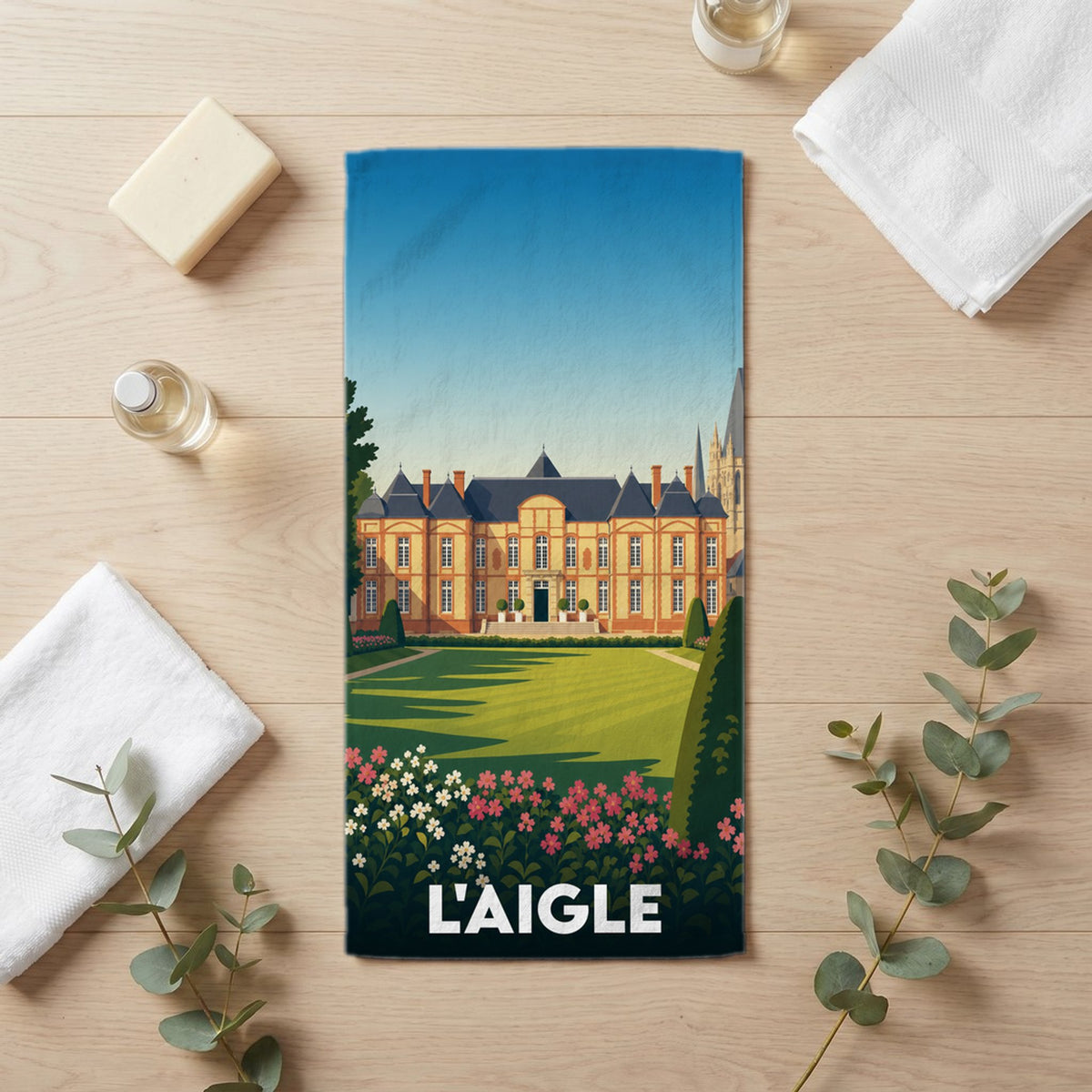 Serviette de bain 30 cm x 60 cm souvenir de L'Aigle