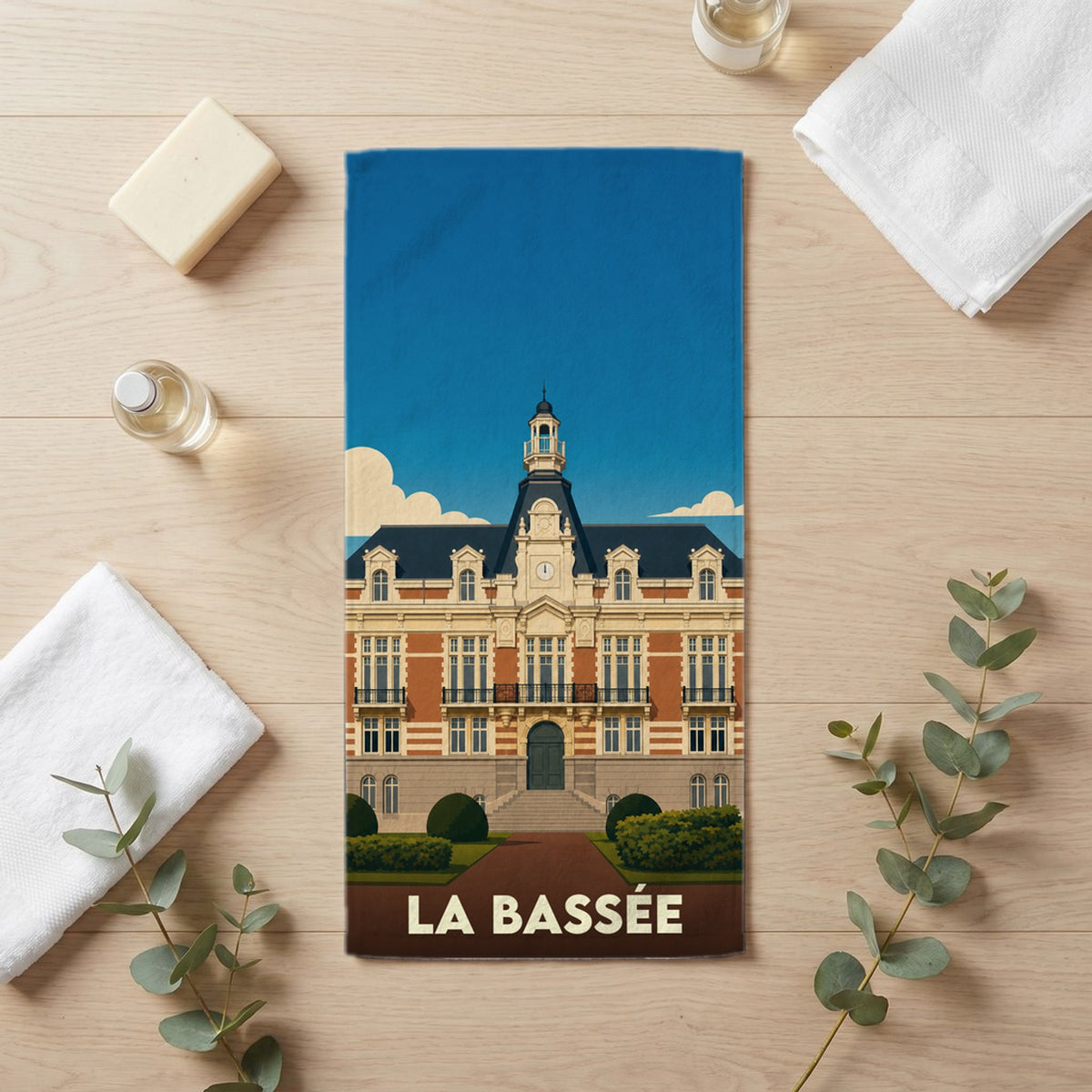 Serviette de bain 30 cm x 60 cm souvenir de La Bassée