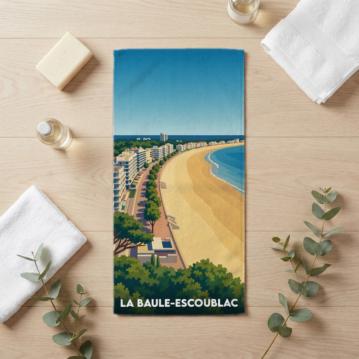 Serviette de bain 30 cm x 60 cm souvenir de La Baule-Escoublac