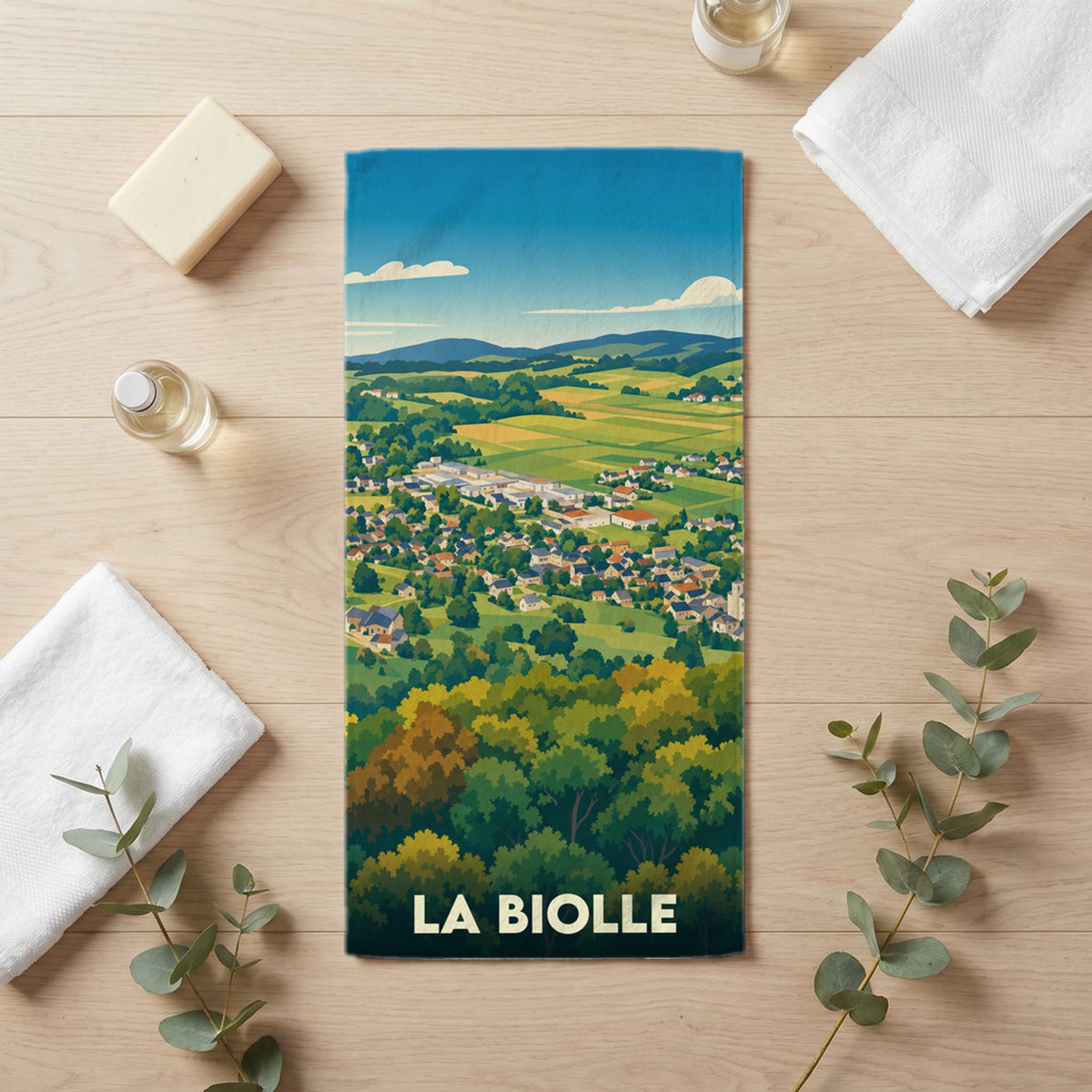 Serviette de bain 30 cm x 60 cm souvenir de La Biolle