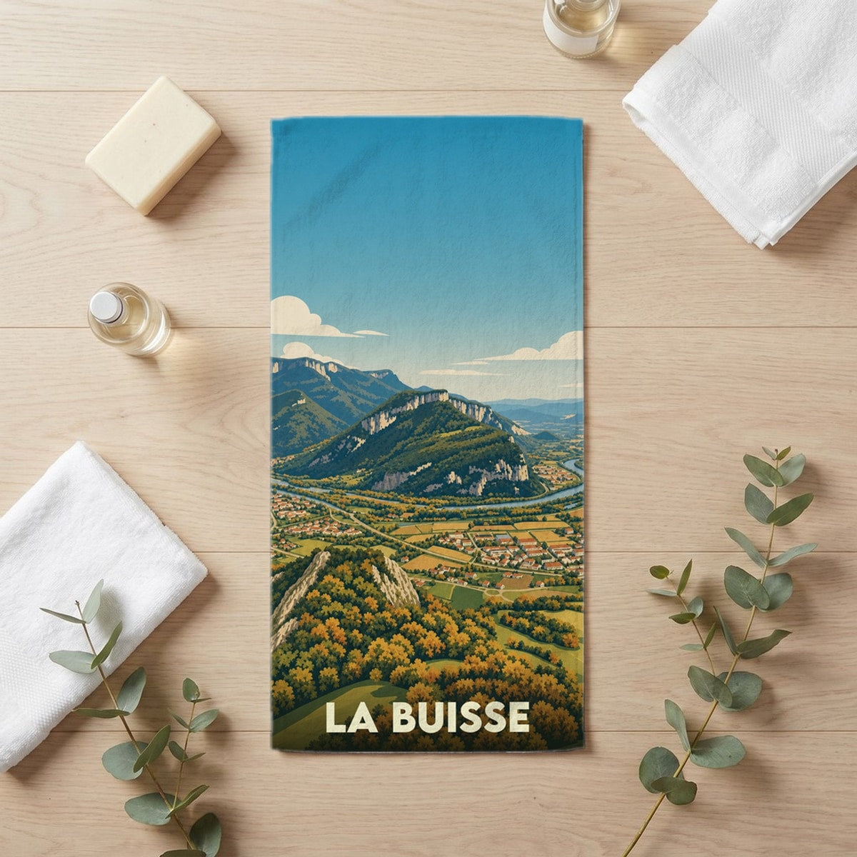 Serviette de bain 30 cm x 60 cm souvenir de La Buisse