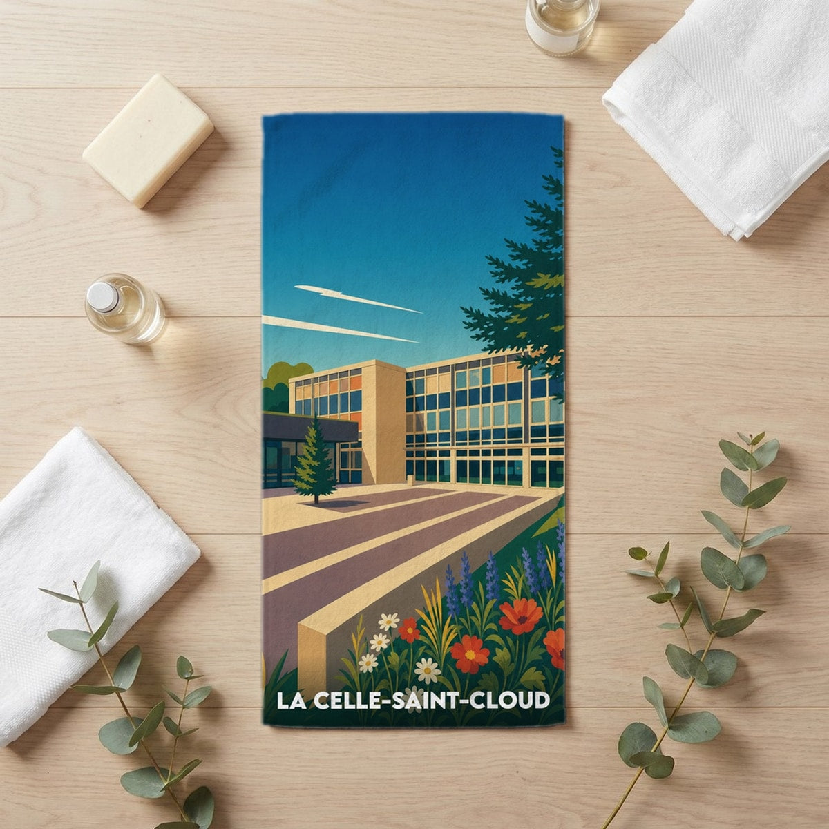 Serviette de bain 30 cm x 60 cm souvenir de La Celle-Saint-Cloud