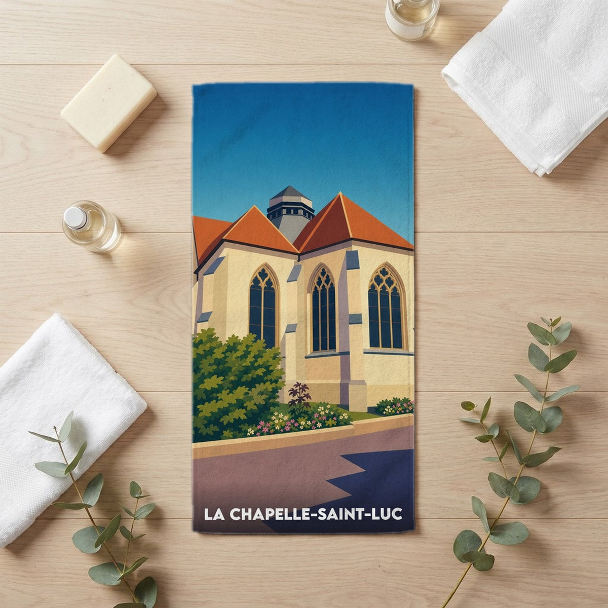 Serviette de bain 30 cm x 60 cm souvenir de La Chapelle-Saint-Luc