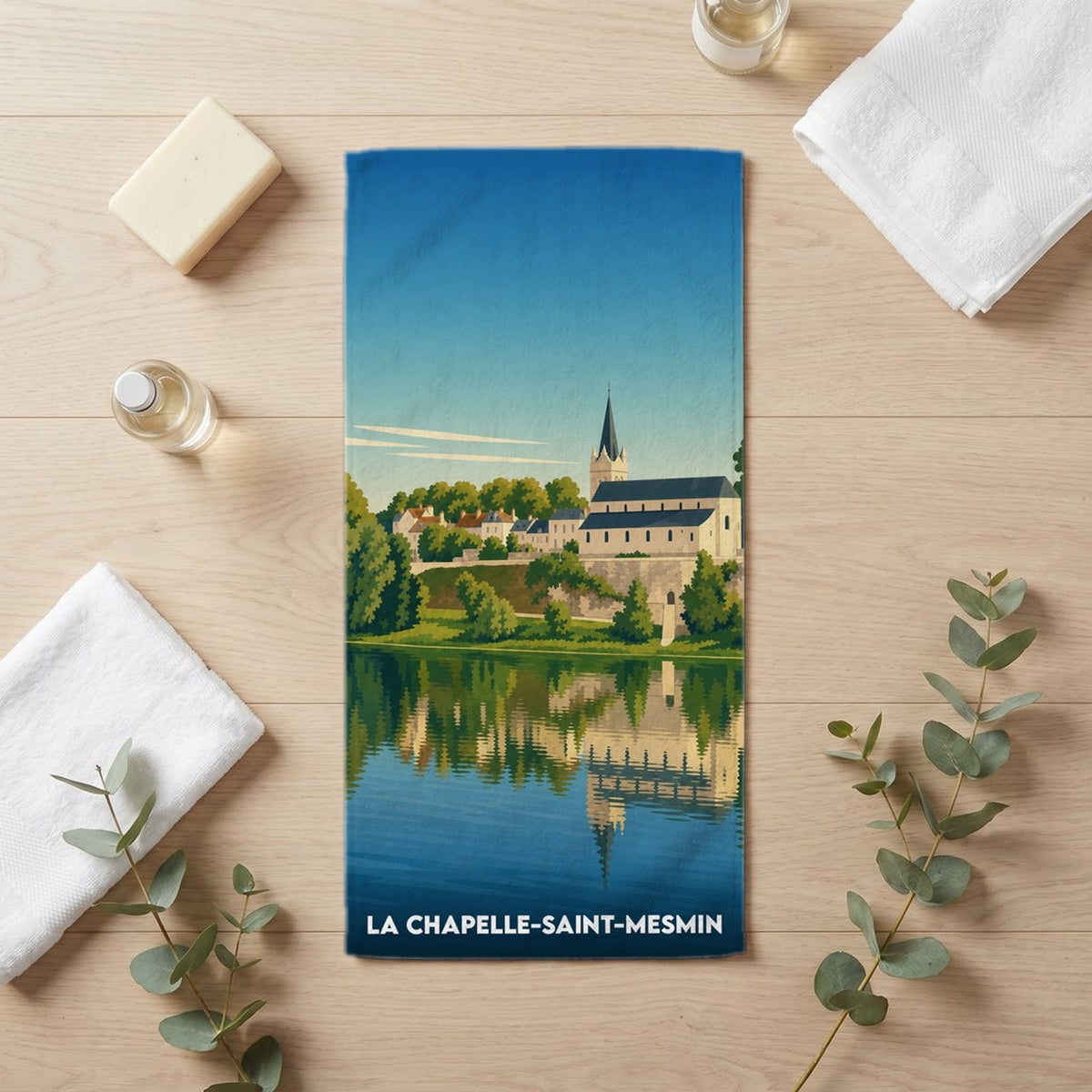 Serviette de bain 30 cm x 60 cm souvenir de La Chapelle-Saint-Mesmin