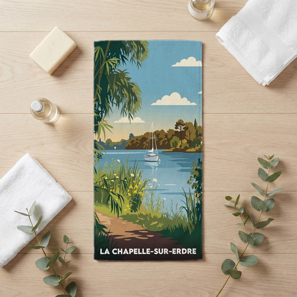 Serviette de bain 30 cm x 60 cm souvenir de La Chapelle-sur-Erdre