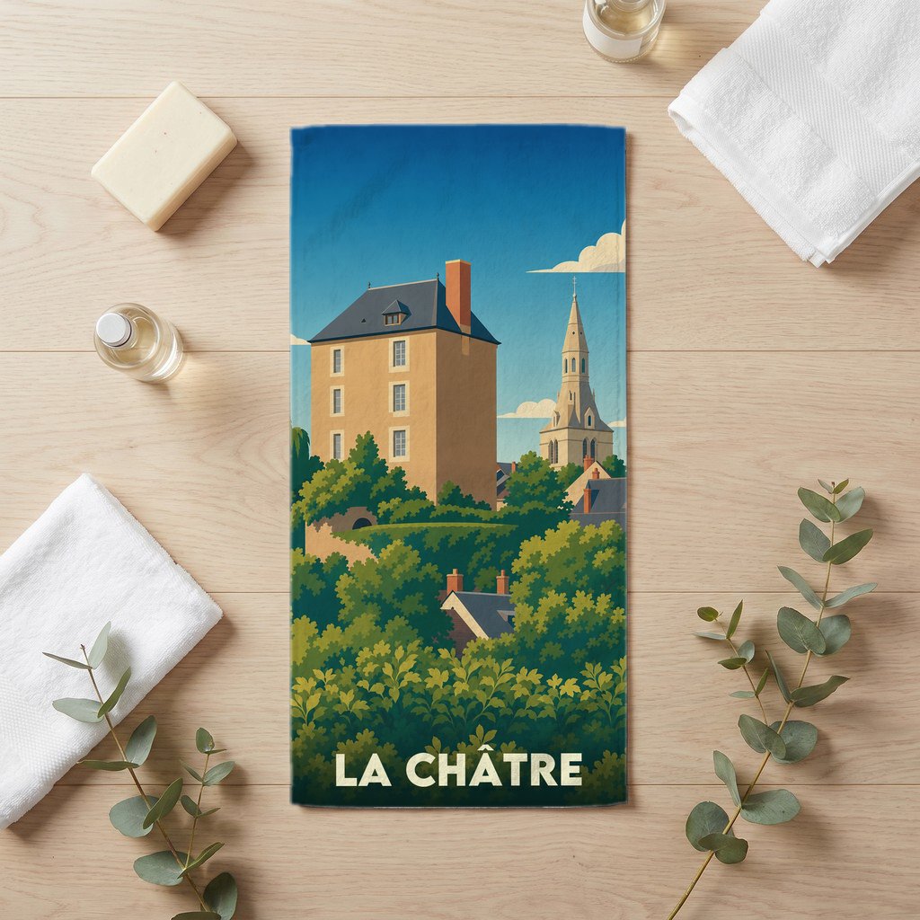 Serviette de bain 30 cm x 60 cm souvenir de La Châtre