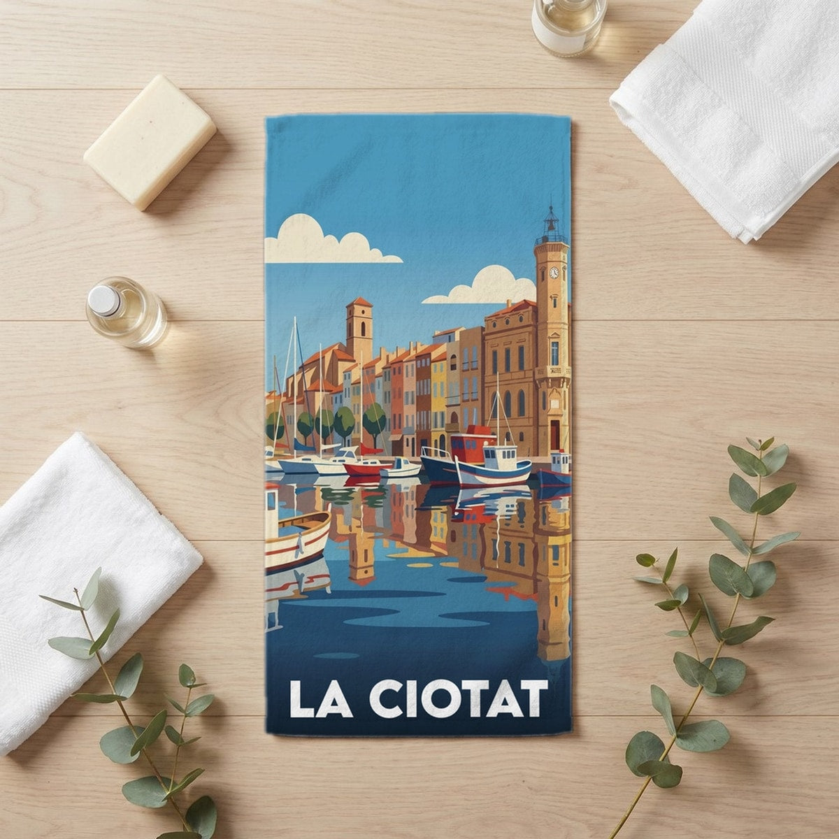 Serviette de bain 30 cm x 60 cm souvenir de La Ciotat