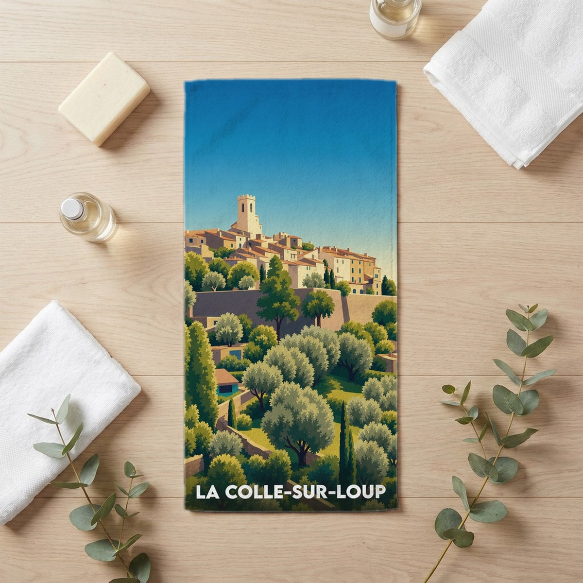Serviette de bain 30 cm x 60 cm souvenir de La Colle-sur-Loup