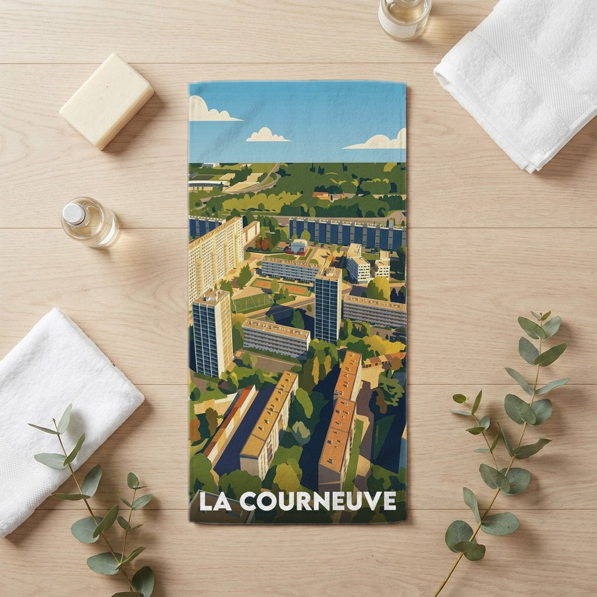Serviette de bain 30 cm x 60 cm souvenir de La Courneuve